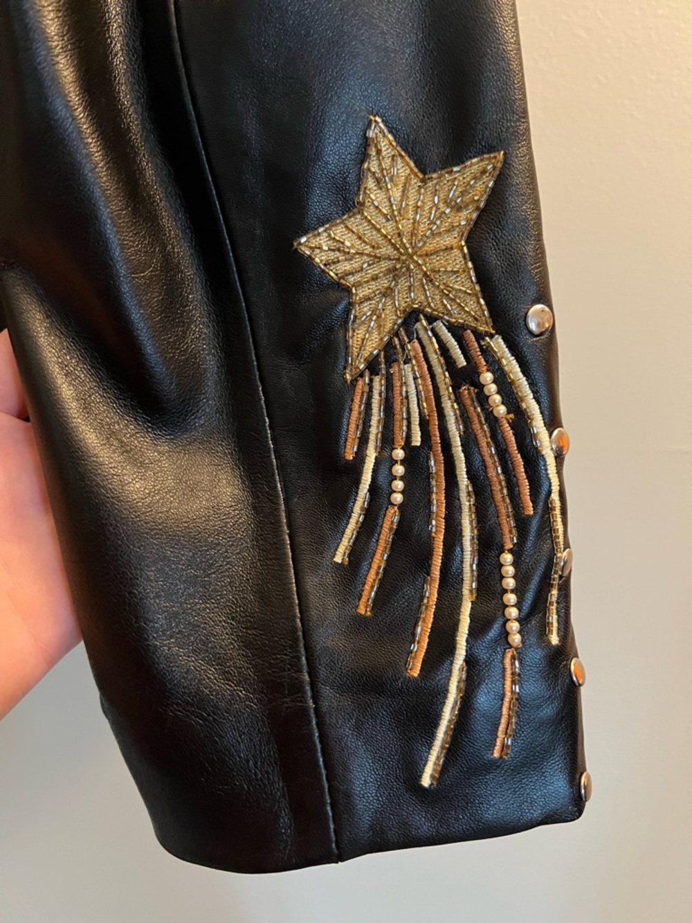 Rare! Celestial Embroidered and Beaded Leather Jacket - Picture 7 of 8